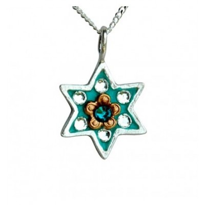 Star of David Necklace with Flower